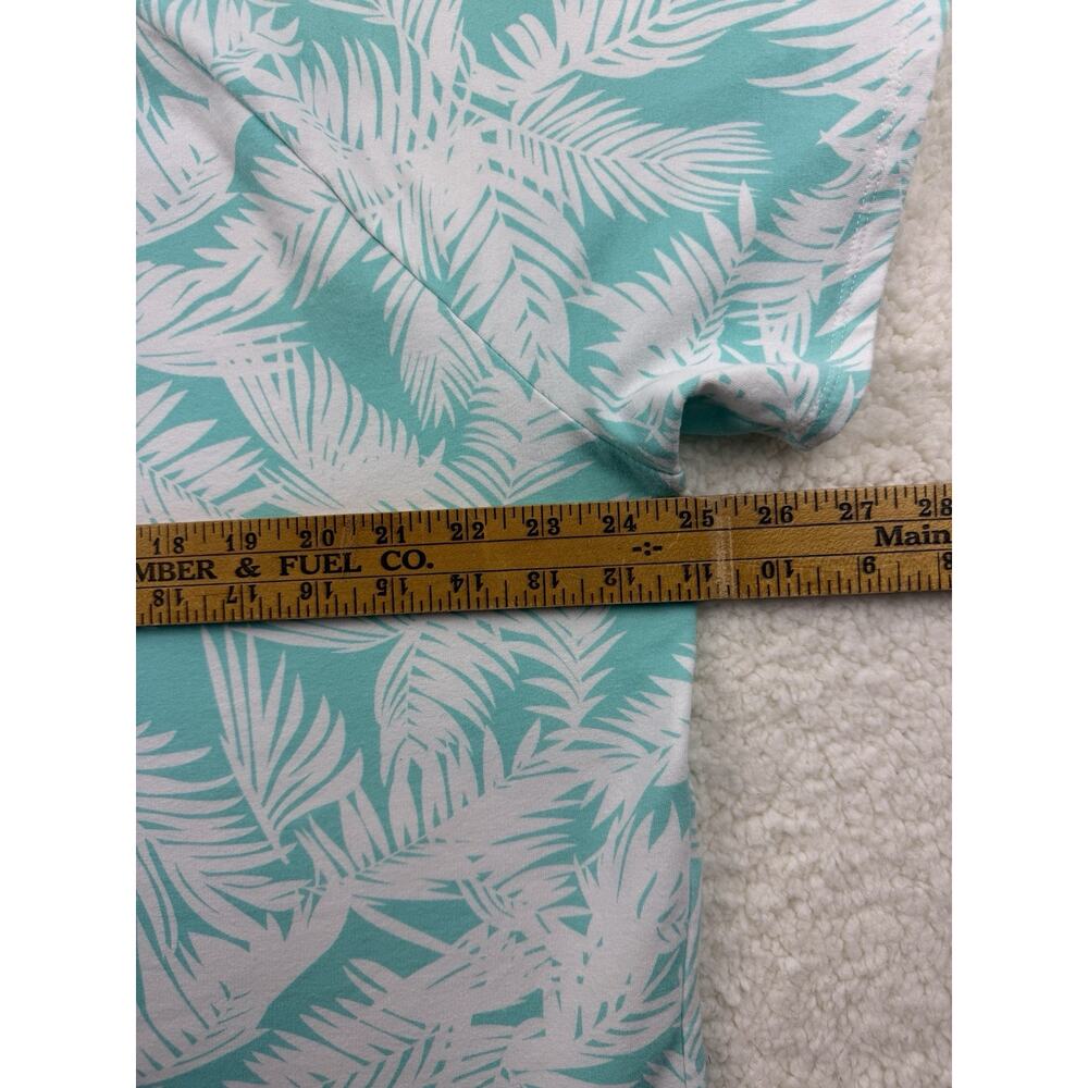 Belle Beach by Kim Gravel French Terry Short Sleeve Hoodie Light Aqua Palm XL - Picture 10 of 12